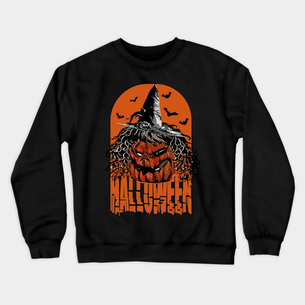 Halloween pumpkin funny witch Crewneck Sweatshirt by famatrix